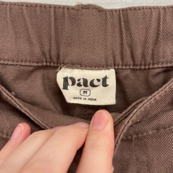 PACT Organic Stretch Elastic Twill Wide Leg Patch Pockets Pant Deep Taupe Medium - Picture 7 of 11